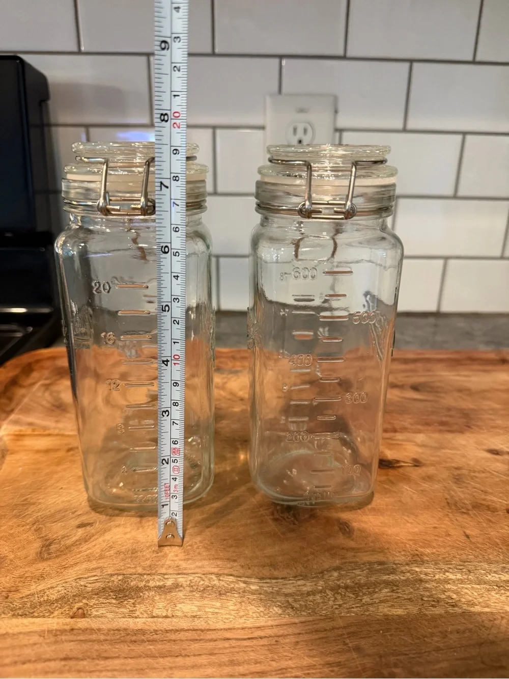 (4) Storage Jars w/ hinged lids - tight seal - 1 IKEA KORKEN 1.9 qt + 3 Mason